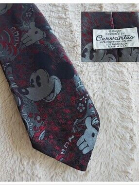 Disney Cervantes Men's Tie Mickey Mouse Red Black
